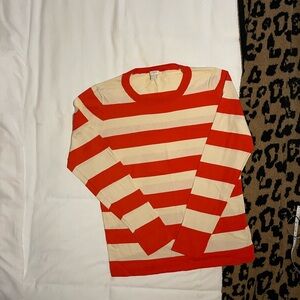 J. Crew Factory Red and Cream Striped Sweater